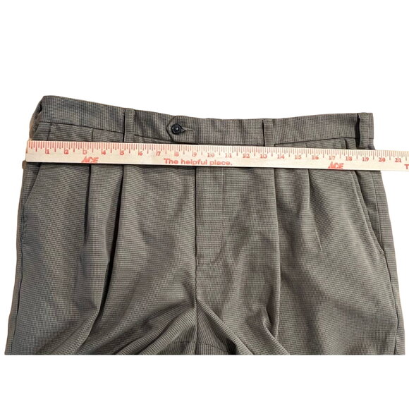 IZOD Brown & Tan Houndstooth Pleated Straight Leg Mens Dress Pants Mens 38 x 30 - Picture 13 of 15